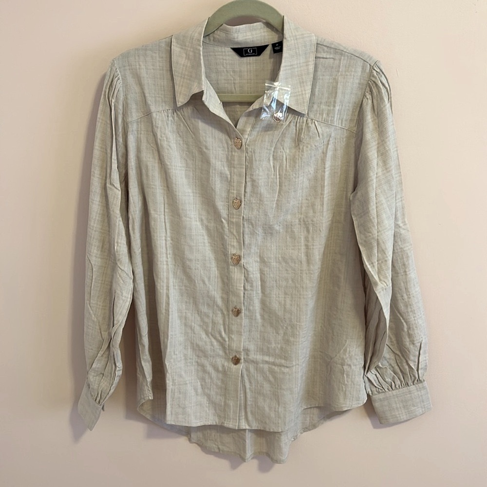G by Guiliana Button-Front Shirt M NWT Cotton-blend poplin